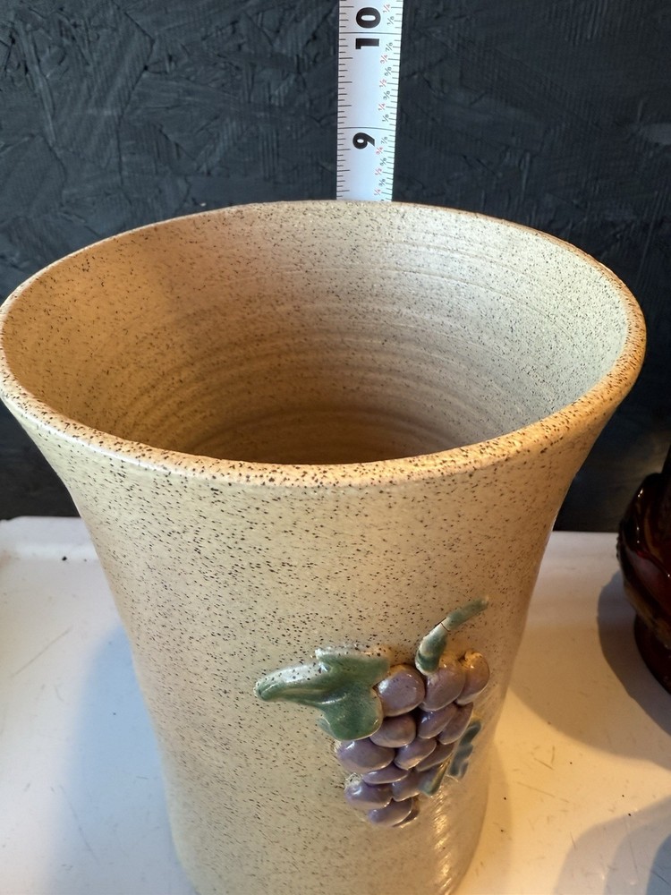 Handmade Pottery Vase With Grape Design