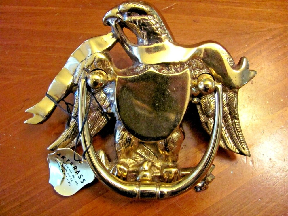NEW 'ARTBRASS' NY SOLID BRASS HEAVY EAGLE DOOR KNOCKER WITH HARDWARE NO.8019 NWT