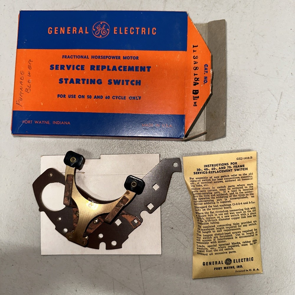 General Electric Replacement Service Starting Switch 113A818A B1 NOS