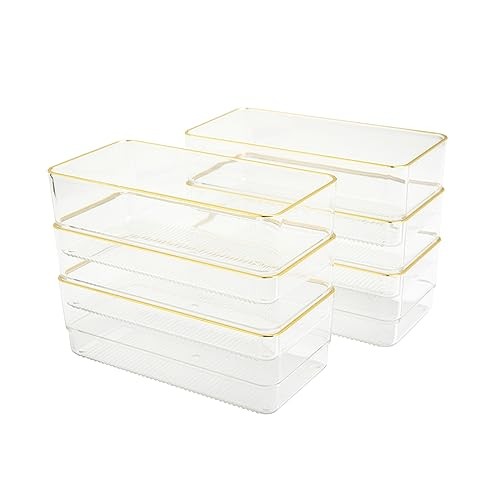 Kerry Plastic Stackable Office Desk Drawer Organizers, 6 Pack, with 6" x 3"