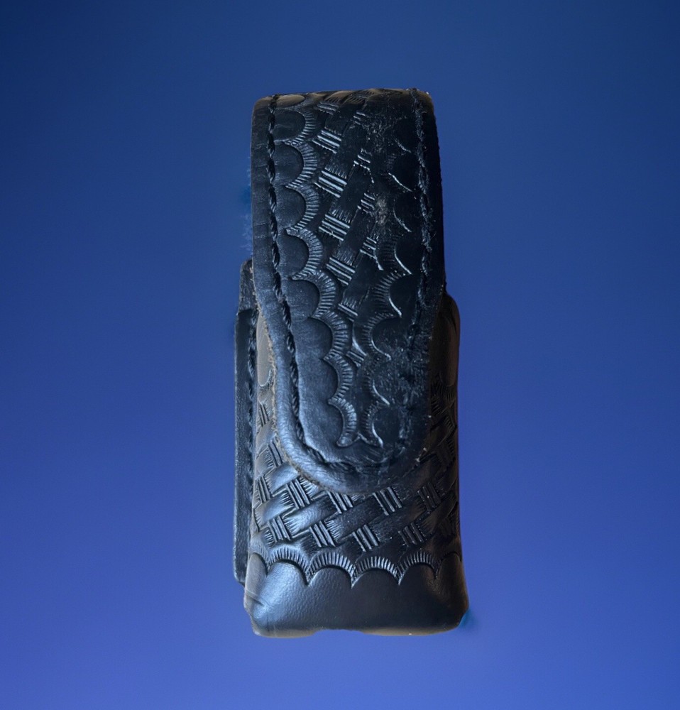 Jay-Pee Hand Tooled Leather Pepper Spray Holder, Hook & Eye Closure. 5”