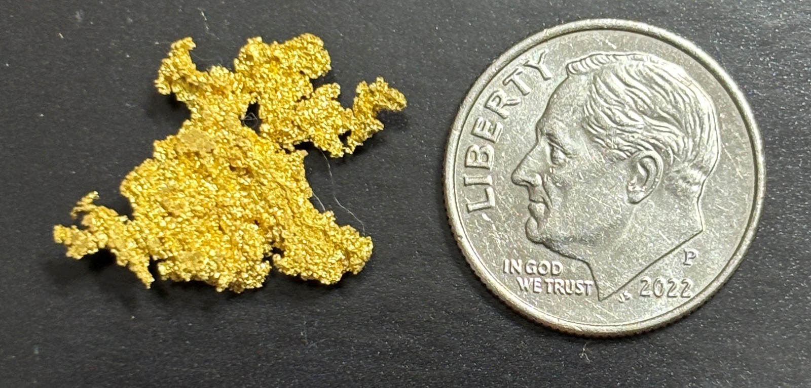 CALIFORNIA NEVADA NATURAL CRYSTALLIZED GOLD NUGGET WEIGHS 2.04 GRAMS