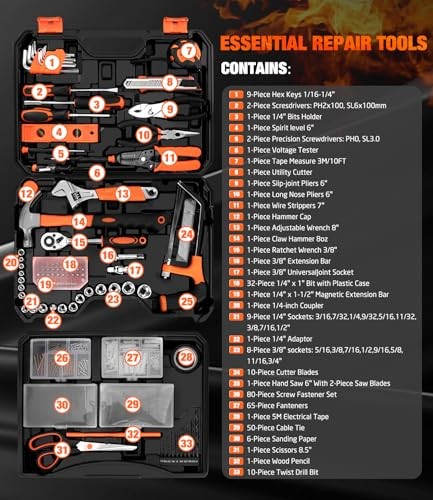 328-Piece Tool Set - Tool Kit Toolbox Storage Case with Drawer, General Orange