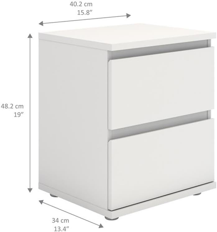 2 Drawer Bedroom Nighstand White
