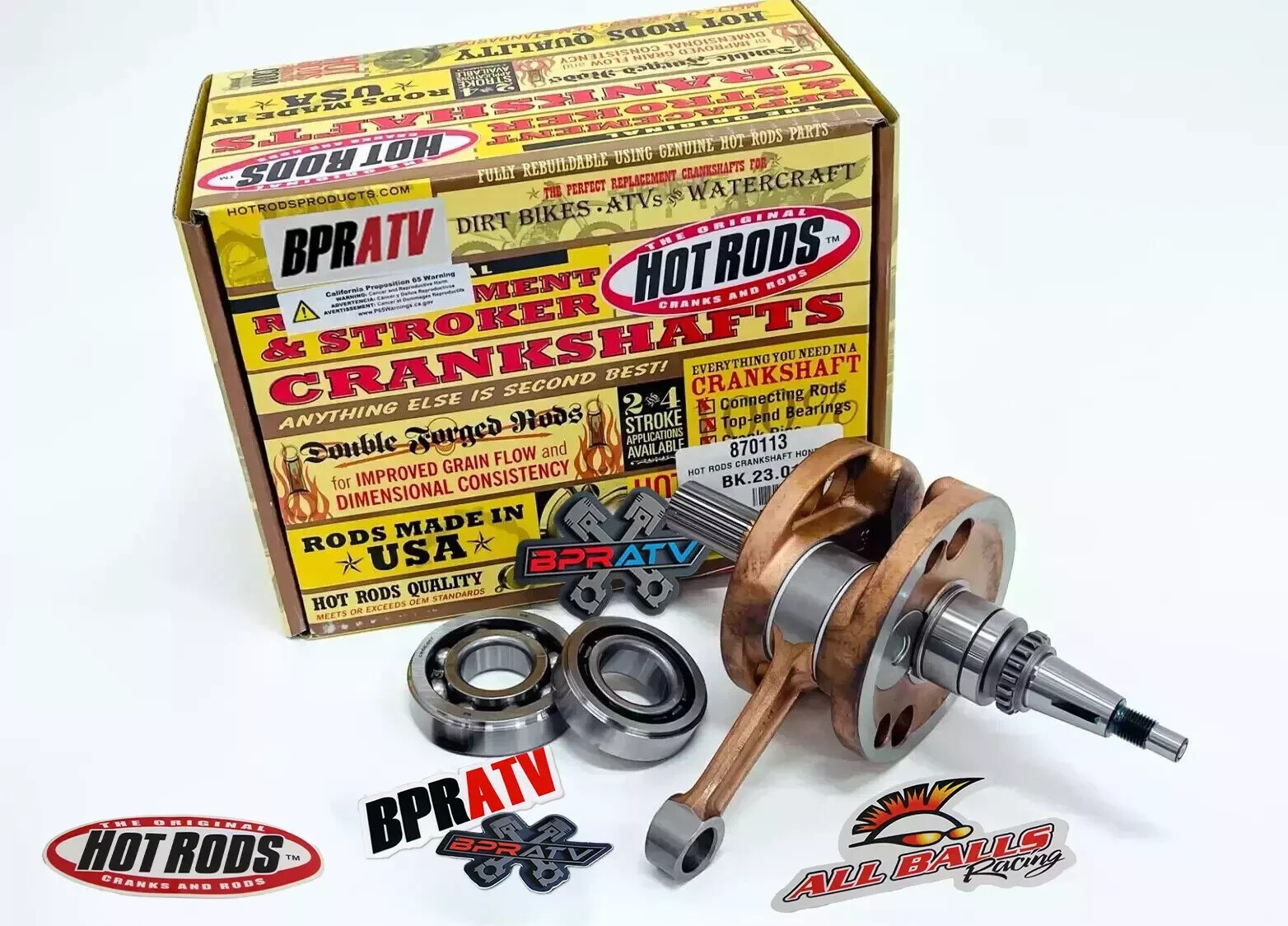 06-09 TRX 450R 450ER Stroker Crank +3 Hot Rods 4170 Crankshaft Assembly Bearings