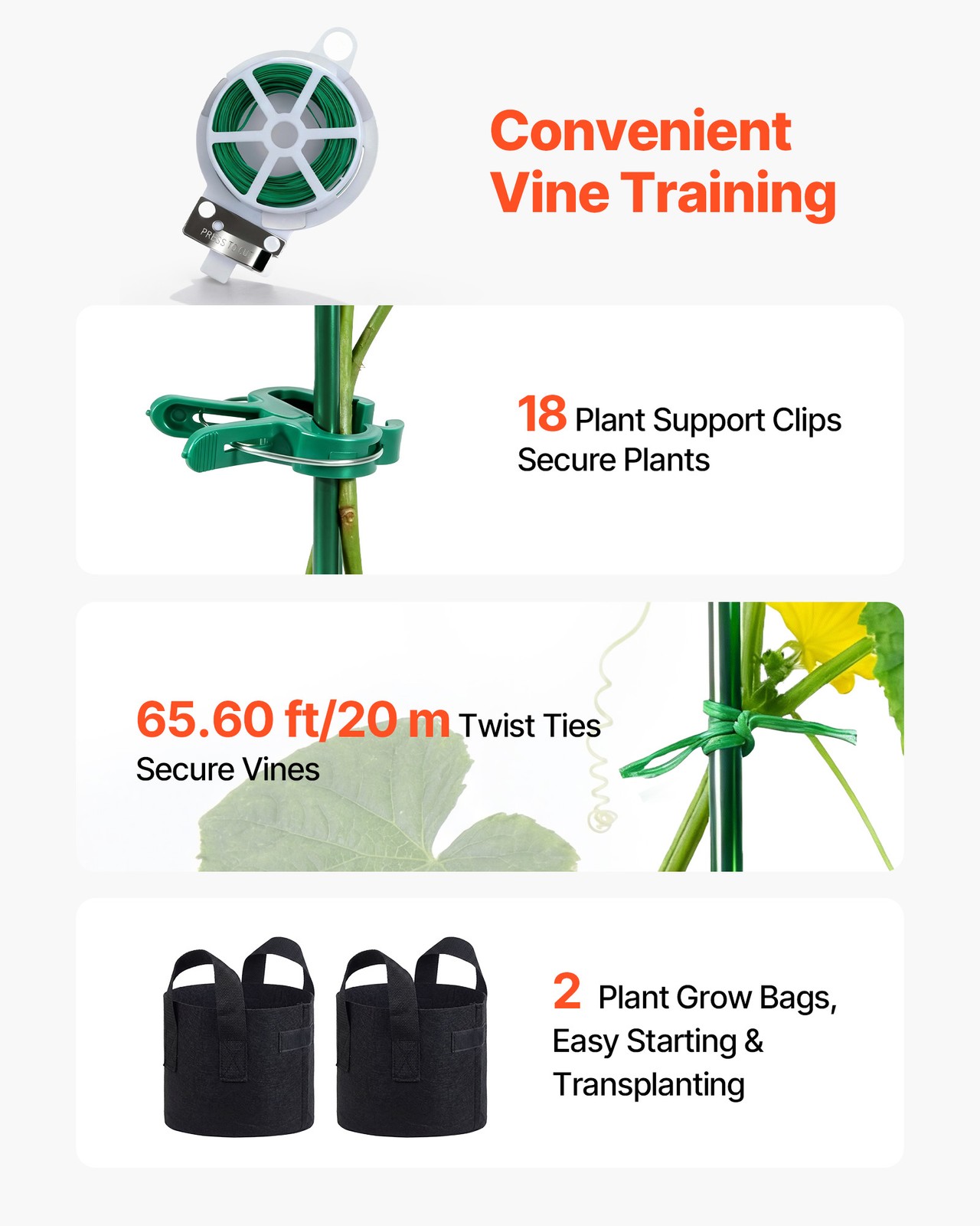 VEVOR Cucumber Trellis 4 Pack A-Frame Metal for Raised Bed Vines 46.06x18.11 in