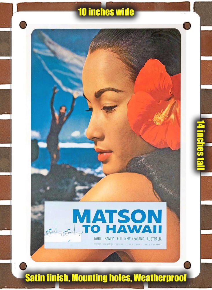 Metal Sign - 1955 Matson to Hawaii - 10x14 Inches