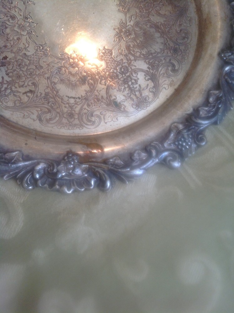 Antique 11 inch Silverplated Etched Platter Marked