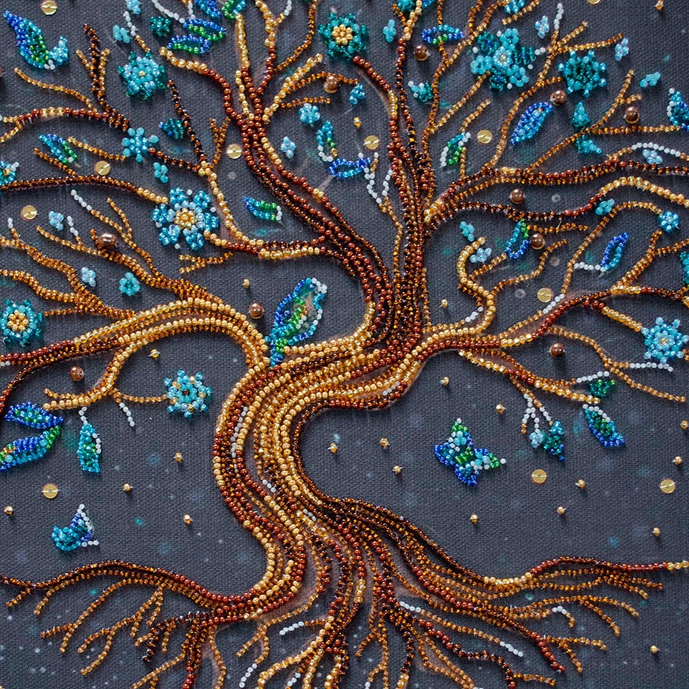 Bead Embroidery Kit, DIY Needlepoint, World Tree, Beadwork WISH TREE