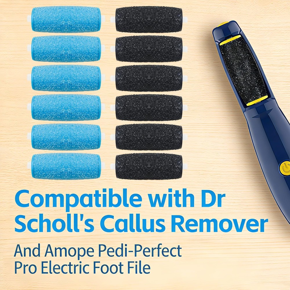 12 Pack Foot File Roller Refills Extra Coarse Regular Compatible Amope