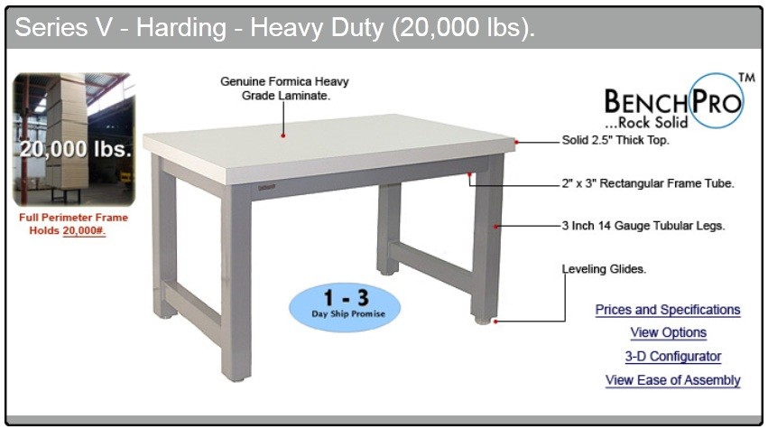 BenchPro H Solid Maple 30"D x 72"W Production Table Industrial Workbenches