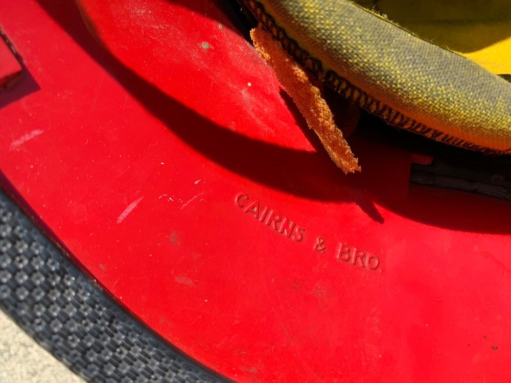 Vintage Cairnes and Bro Firefighter's Helmet red