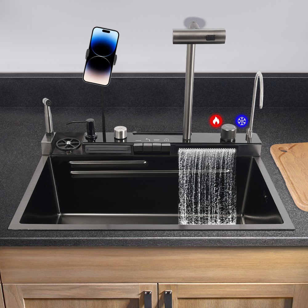 Sink Kitchen Sink Digital Display Stainless Steel Sink Kitchen Sink Rectangular