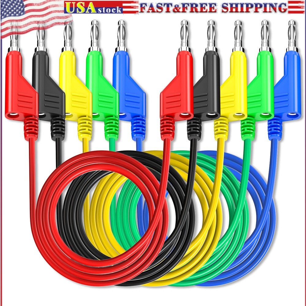 5PCS Stackable Banana to Banana Plug Test Lead Soft Cable for Multimeter