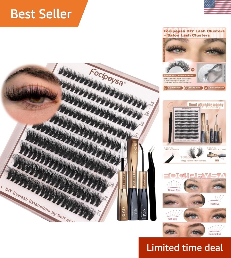 Ultra-Soft D Curl Lash Extensions: 200PCS Customizable Volume Cluster Kit