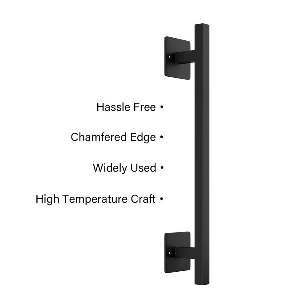 12” Antique Rustic Handmade Barn Door Handle, Black Flush Square Base Handle ...