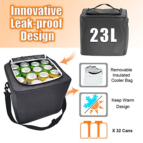 Large Trunk Organizer with Portable Leakproof Cooler With Cooler Grey
