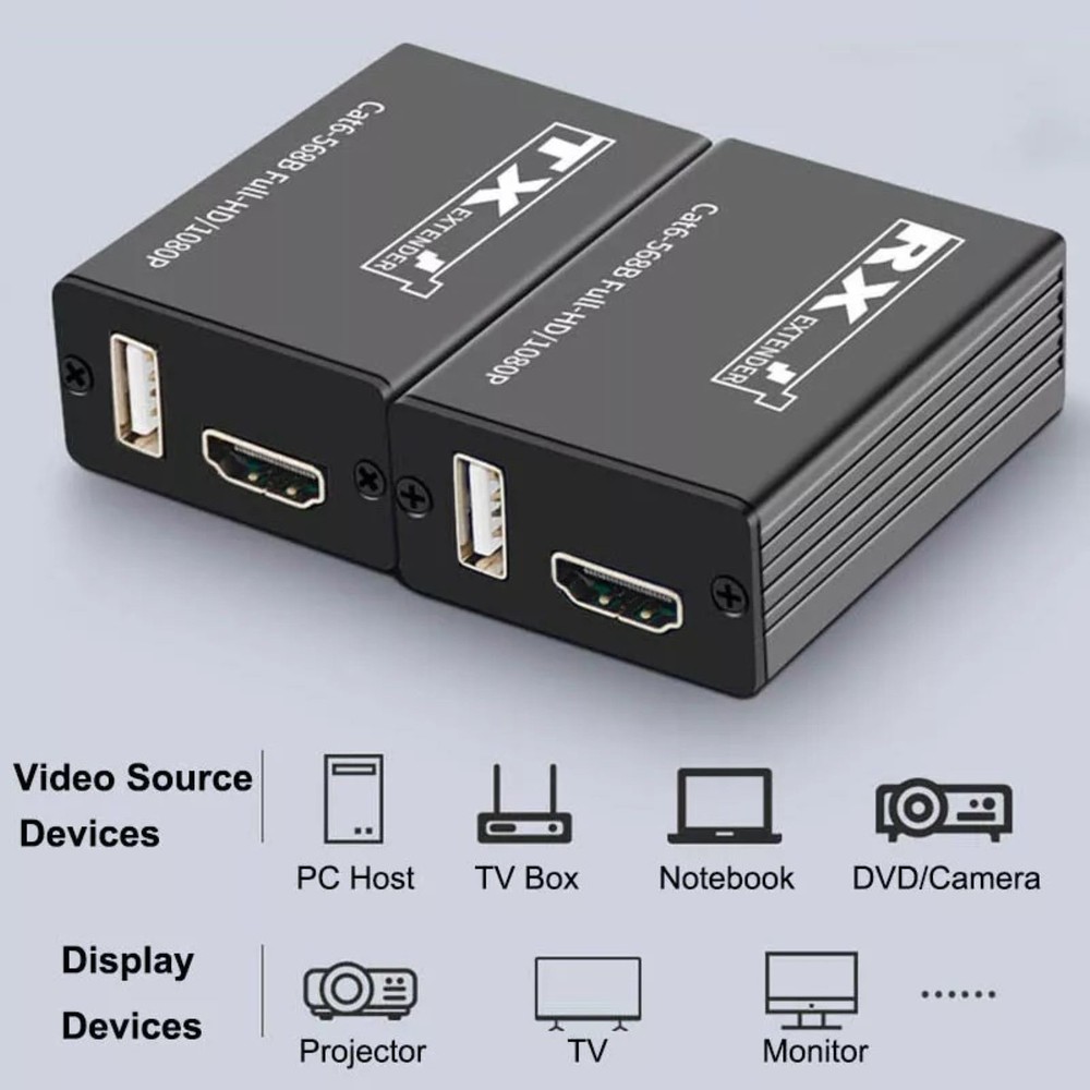 30M USB KVM HDMI Extender RJ45 Cat6 Ethernet Network Cable For DVR NVR Camera