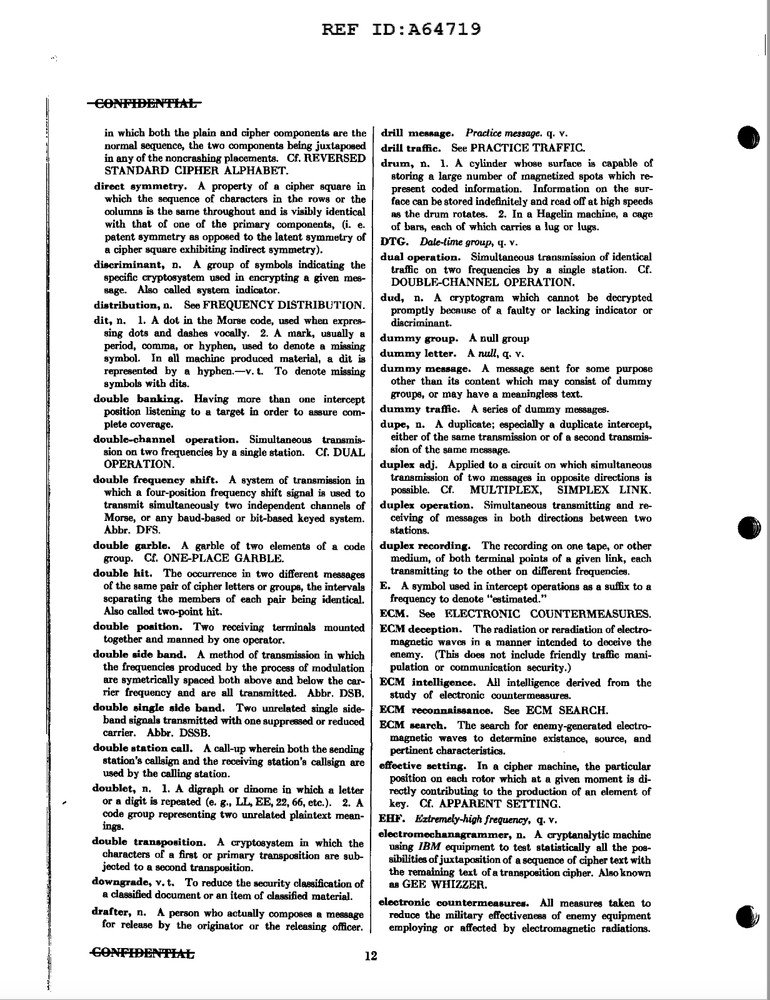 44 Page 1955 Declassified Confidential NSA Basic Cryptologic Glossary on CD