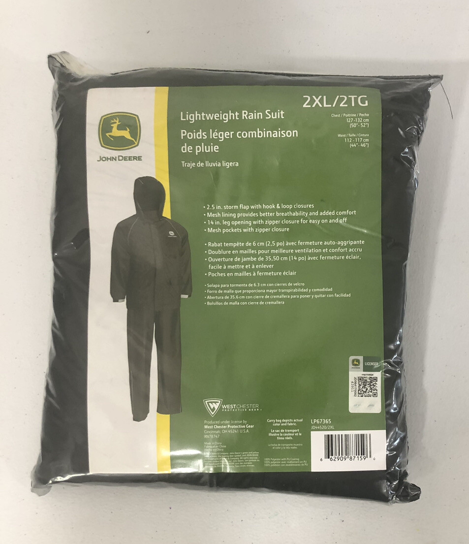 West Chester 2 Piece Light Weight John Deere Rain Suit Black - 2XL / JD44520