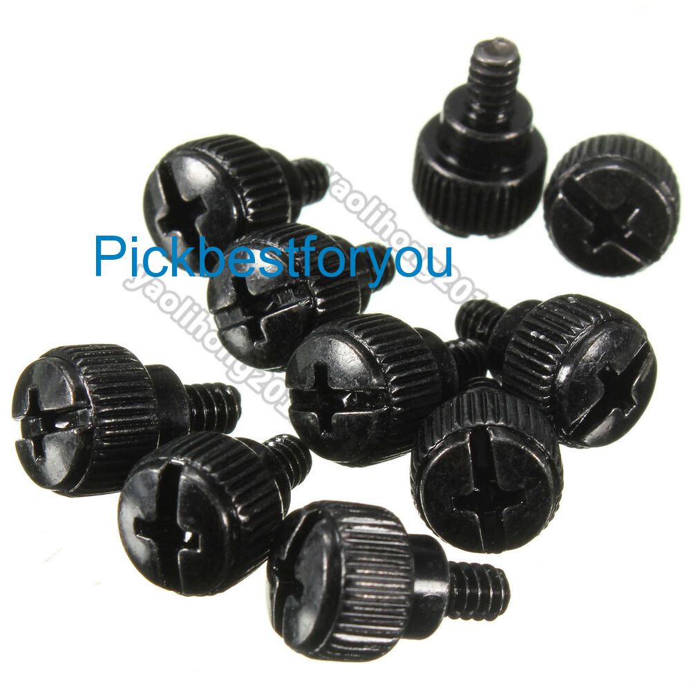 10pcs Computer Desktop PC Case Thumb Screws Black Metal Size 6/32 Thread