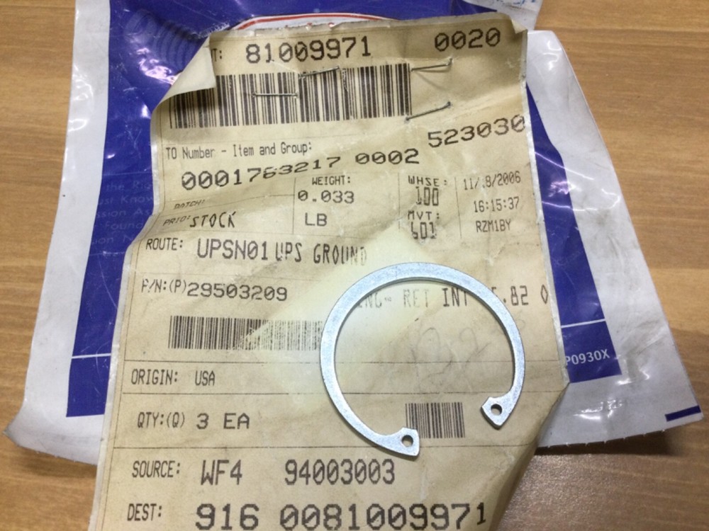 One (1) Genuine Allison Retaining Ring 29503209