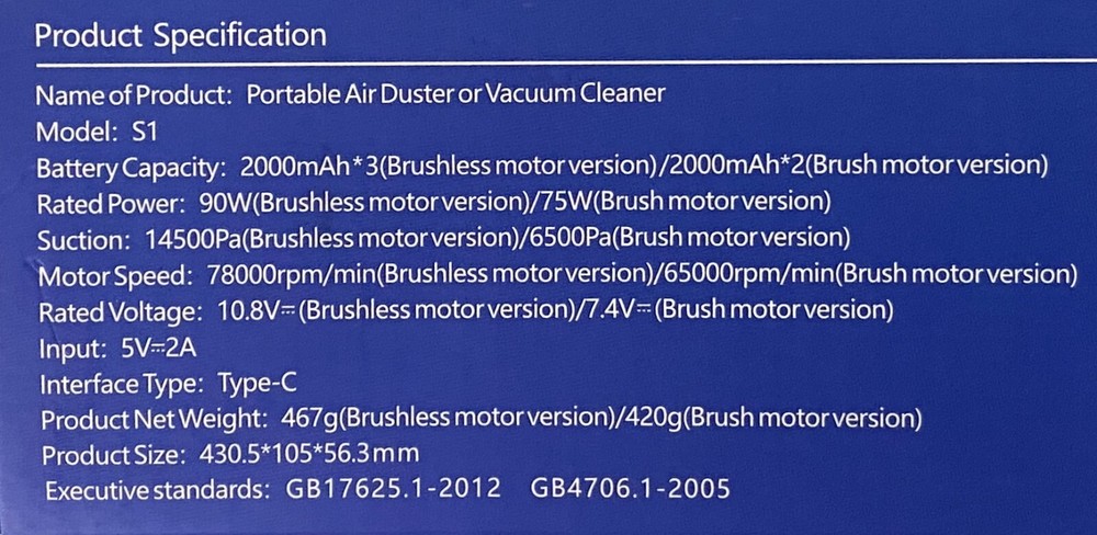 DOWYLIK Air Duster or Vacuum Cleaner Black