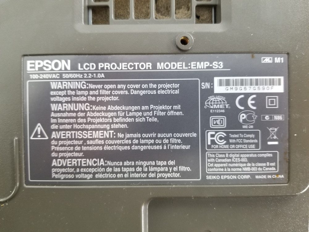 Epson PowerLite EMP-S3 LCD Desktop Projector