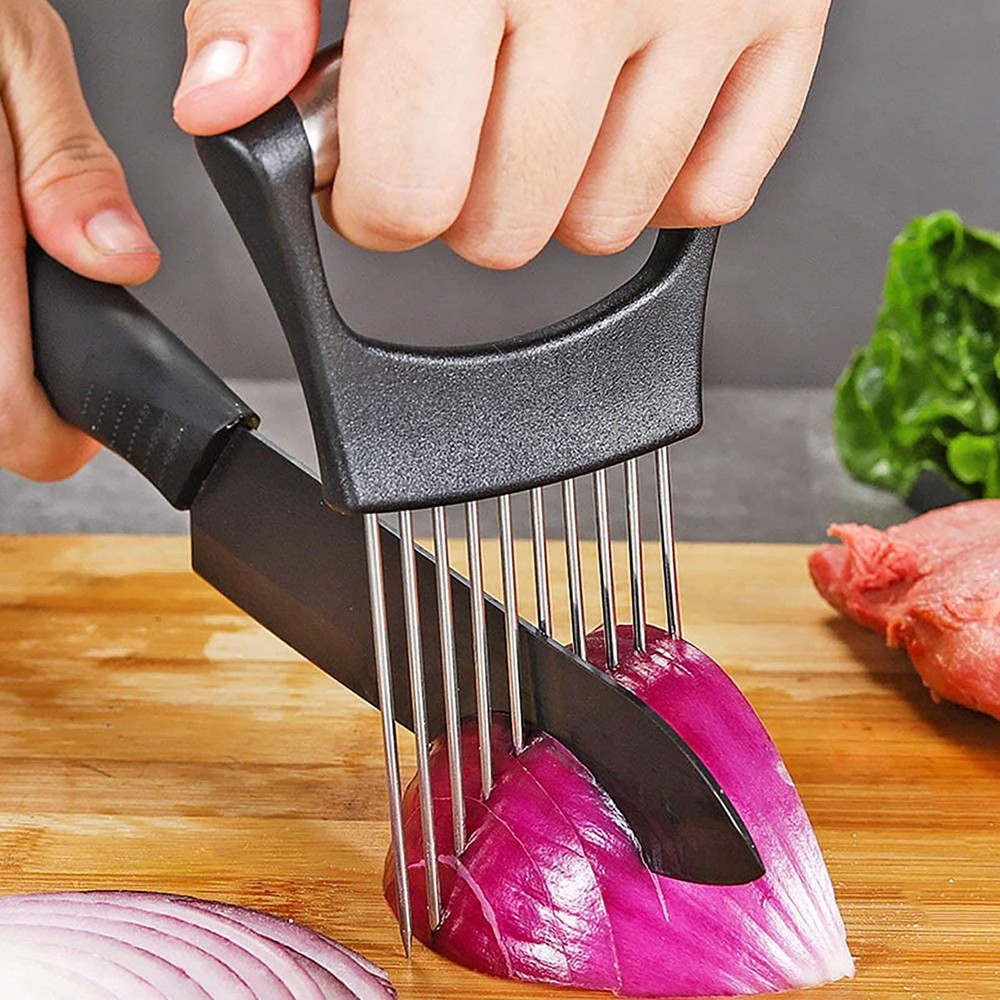 Stainless Onion-Holder Slicing-Kitchen Assistant-Vegetable - Upgrade Chopper ...