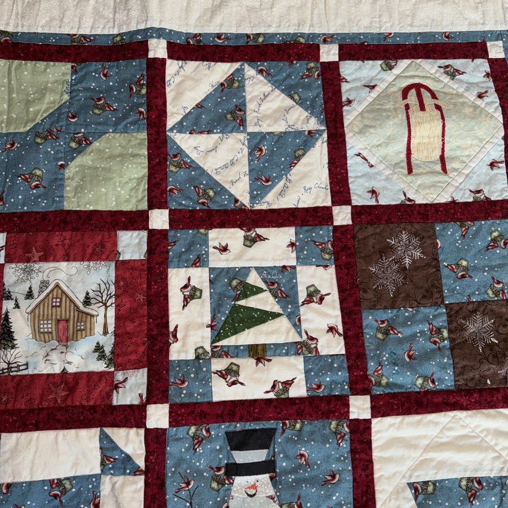 Handmade Christmas-themed Patchwork Quilt-40"by 40"