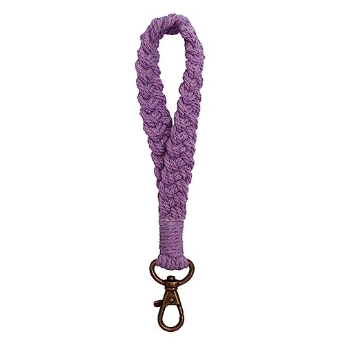 XGALBLA Soft Macrame Keychain Boho Handmade Wristlet Style 1- Deep Purple