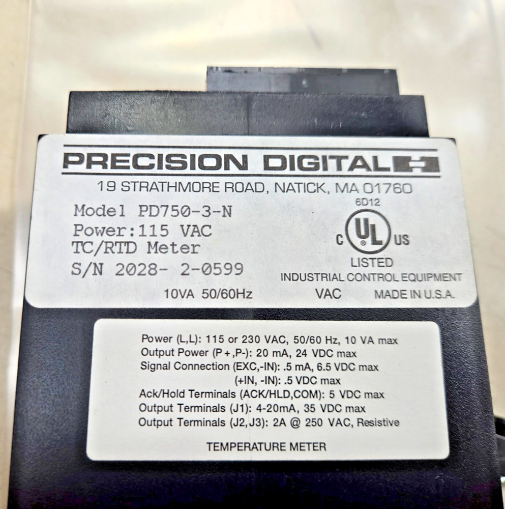 PRECISION DIGITAL PD750-3-N UNIVERSAL TEMPERATURE METER 115 VAC