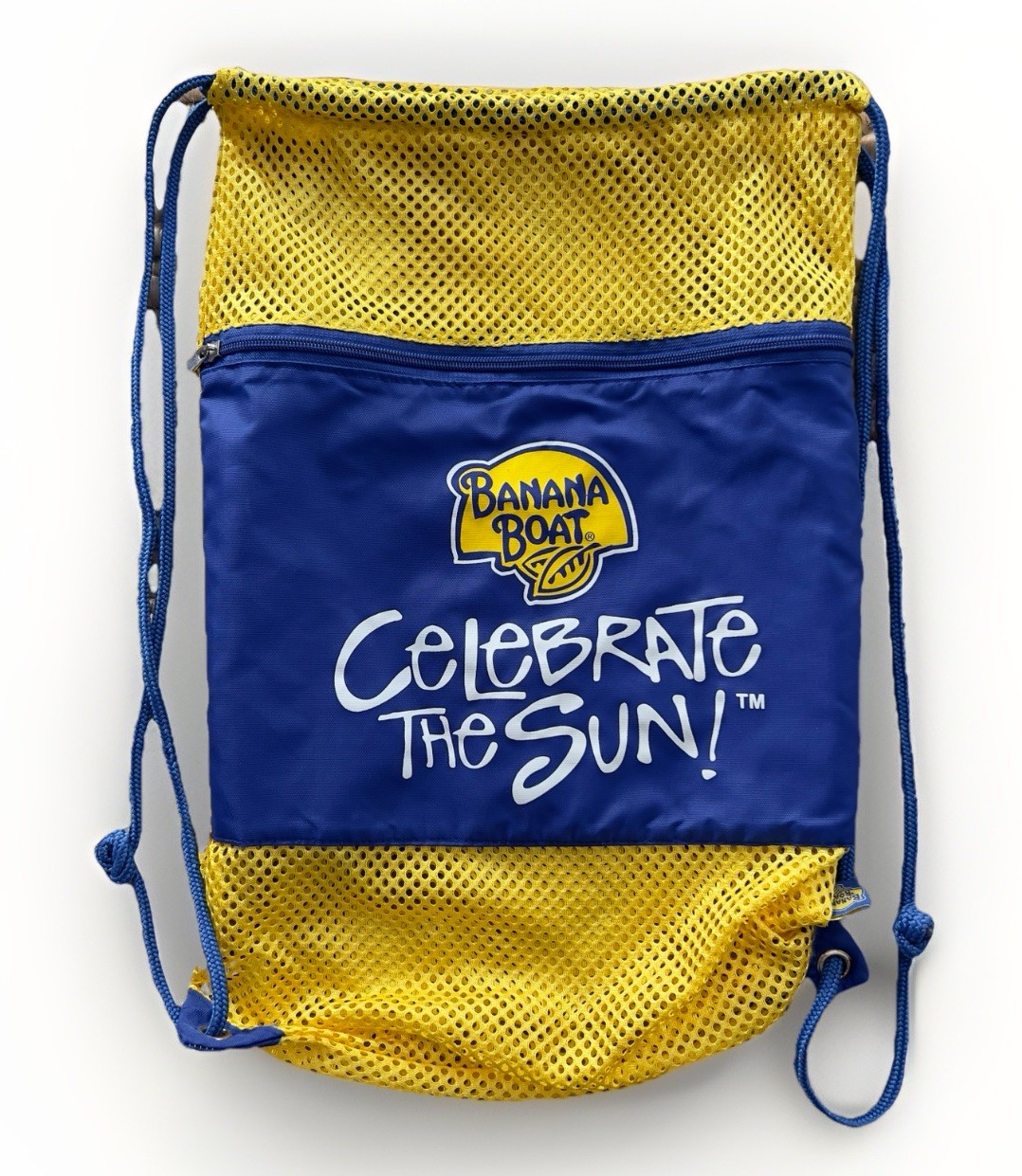 Banana Boat "Celebrate The Sun" Yellow/Blue Mesh Mask Fin Snorkle Backpack Bag
