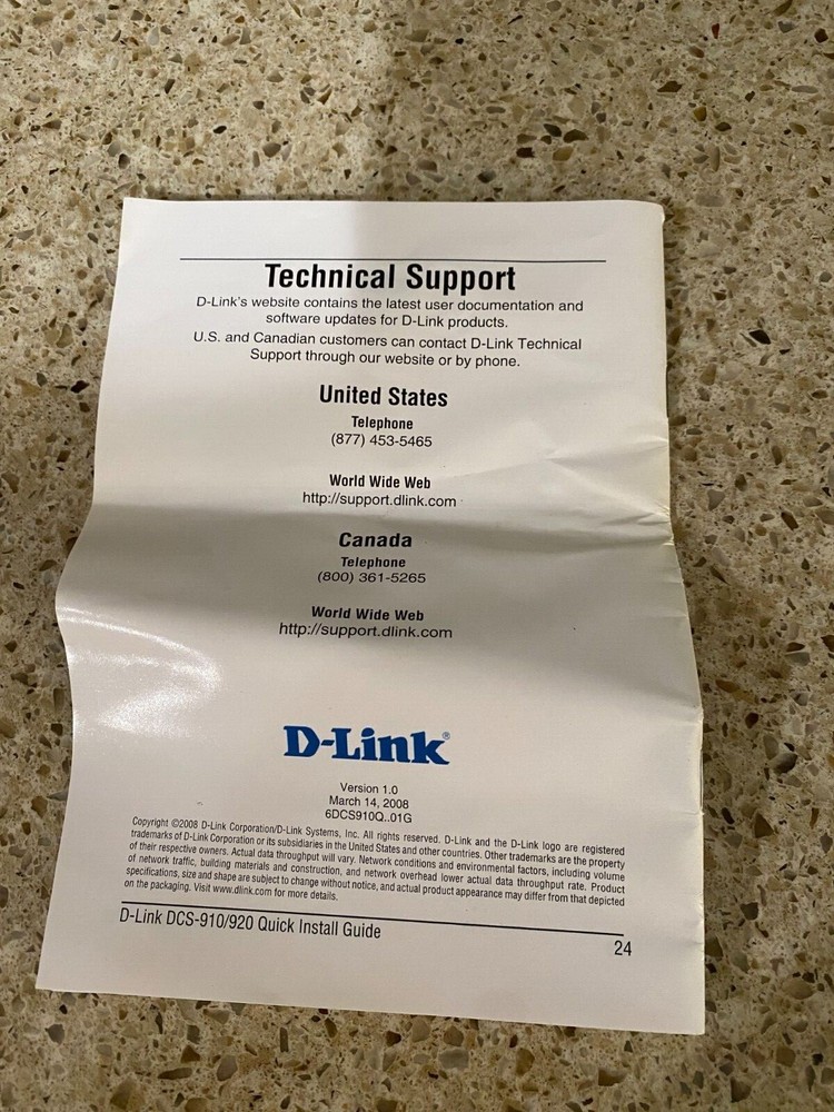 D-Link DCS-920 Wireless Security System Wireless G Internet Camera Open Box Only