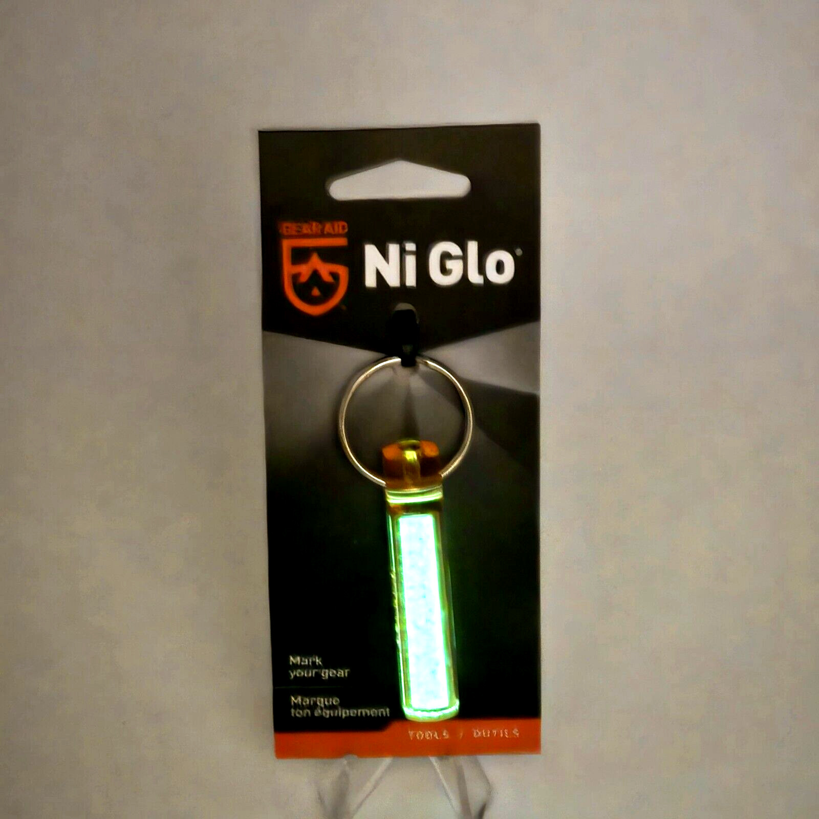 Ni-Glo Solar Gear Marker Blaze Orange Recharges By Sun or Light Source Keychain