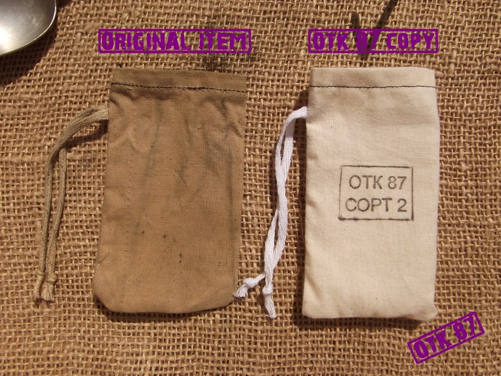 3 x Small ration bags, tea, salt, sugar. WW2 red army reproduction