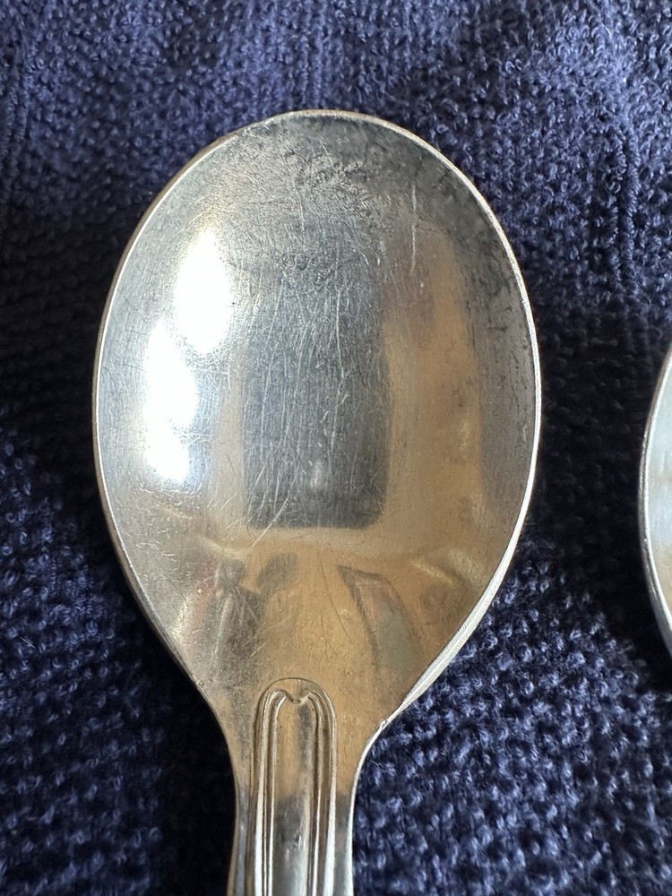 VTG Silver Plate Kings Pattern US Navy Dining 2 Serving Spoons Knife Teaspoon