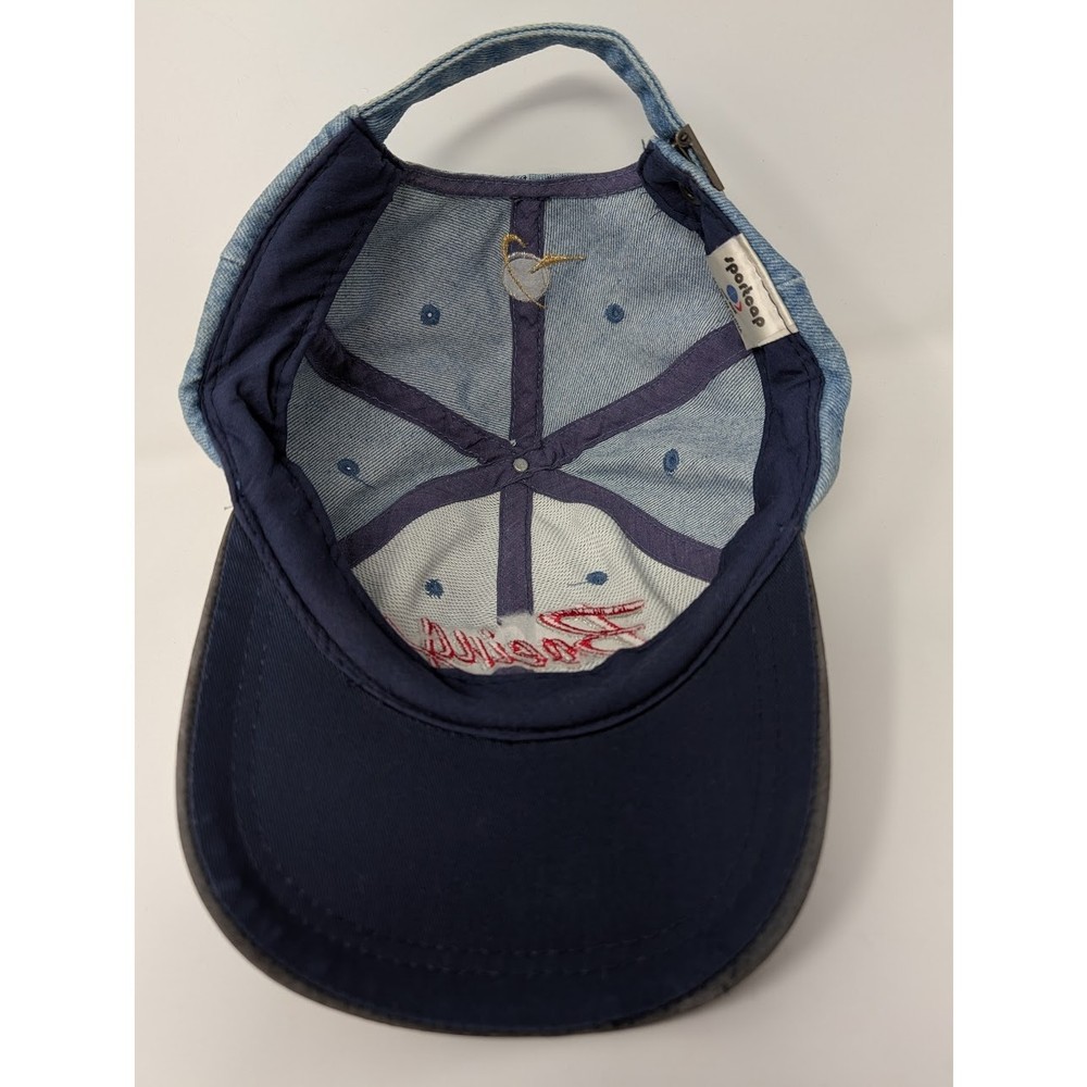 Vintage Boeing Hat Red Cursive Logo Cap Adjustable Jean Blue Suede OS