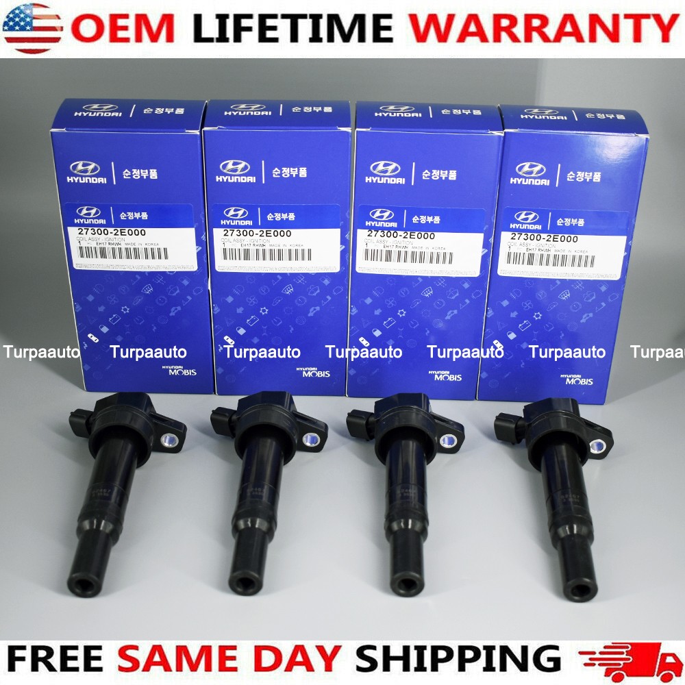 4x Genuine Hyundai 27300-2E000 Ignition Coil For 2001-17 Elantra Kia Soul UF651