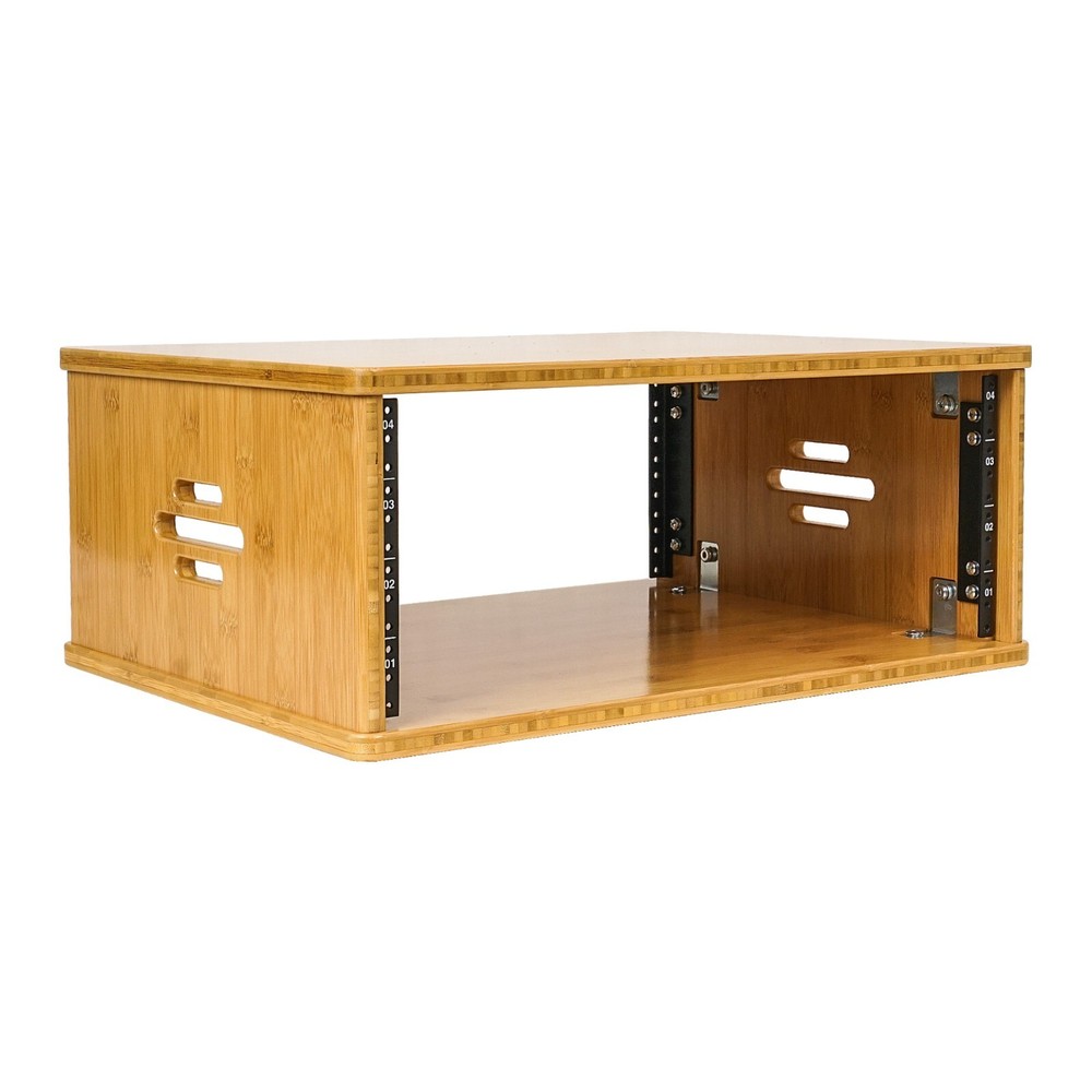 Sound Town DIY 4U Solid Bamboo Studio Rack - 14.2" Depth, Ventilation (STBR-4U)