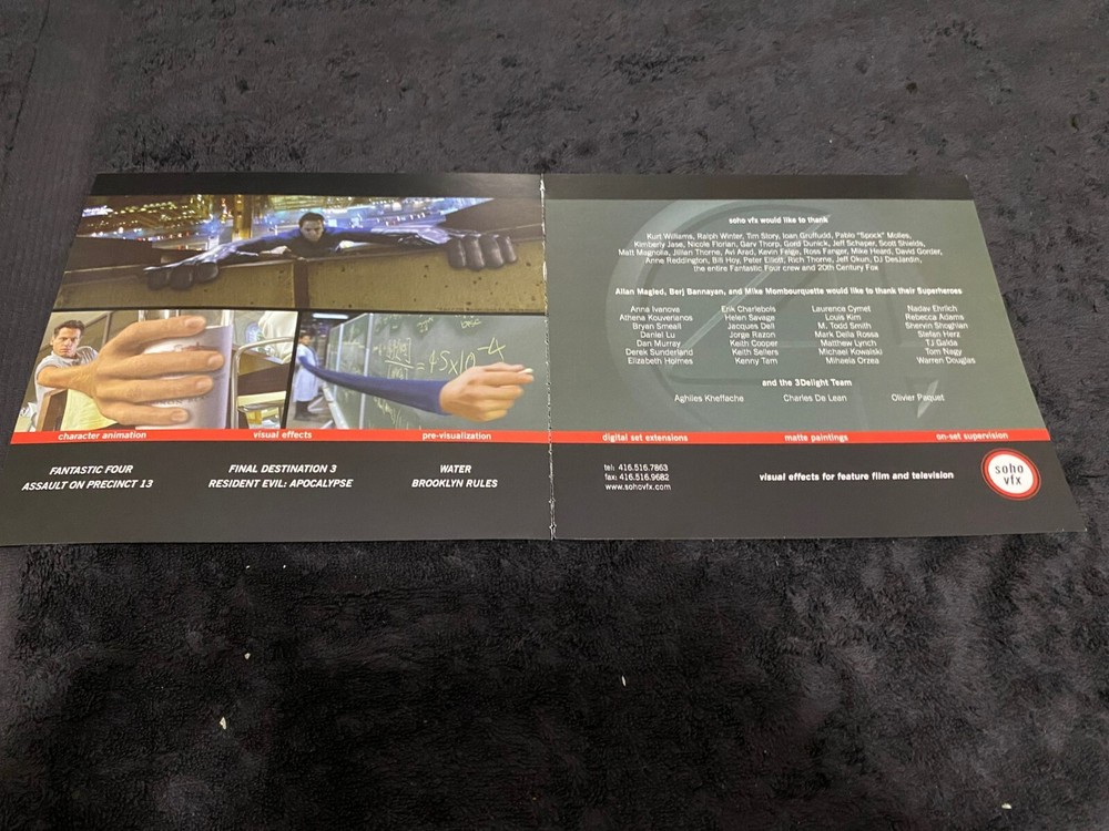 FANTASTIC FOUR 2005 article Thanks to Visual Effects team, Chris Evans, Marvel