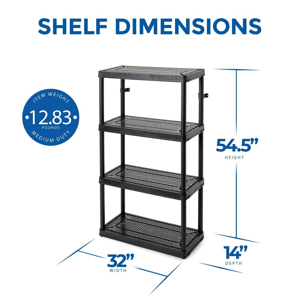 Gracious Living 2 Pack Storage Rack, 4 Shelf Fixed Height Medium Duty Unit, B...