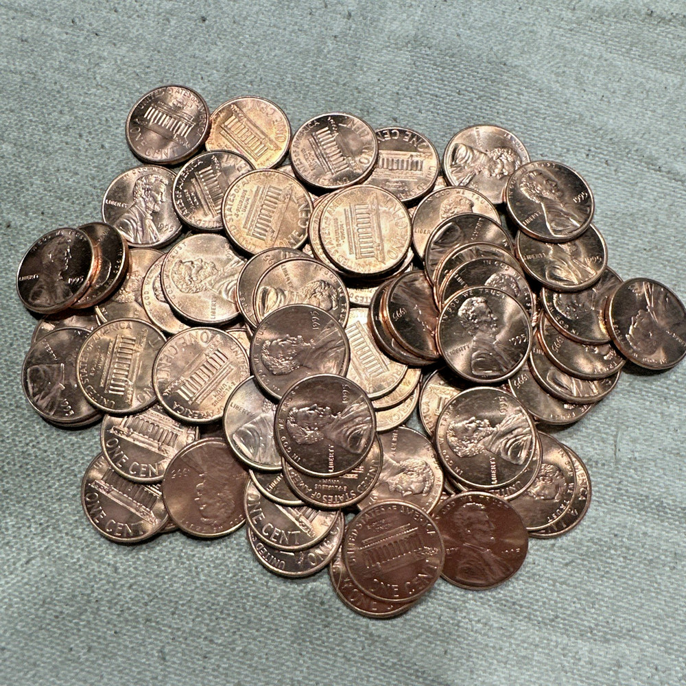 Two 1995 Lincoln Cent Rolls Uncirculated