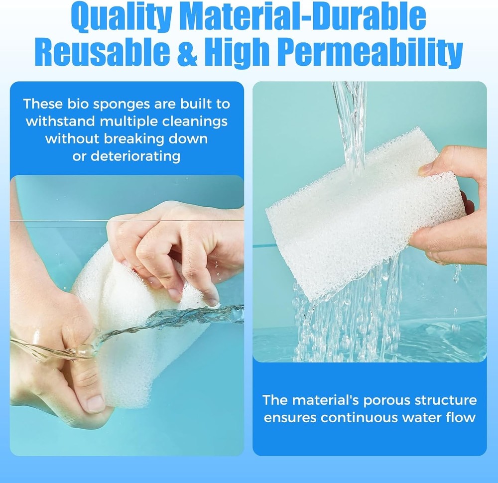 6-Pack Replacement Filter Sponge Pads, Aquarium Foam Insert Compatible with Aqua