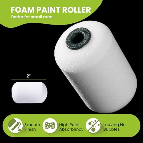 Foam Paint Roller Kit, 10 Pack, 2 Inch Mini Paint Roller with Tray Liners,