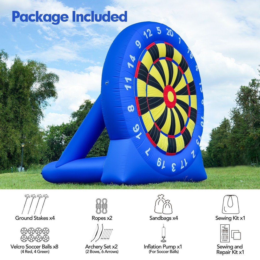 Wellcomer 10FT Inflatable Dartboard Soccer & Archery Target Game