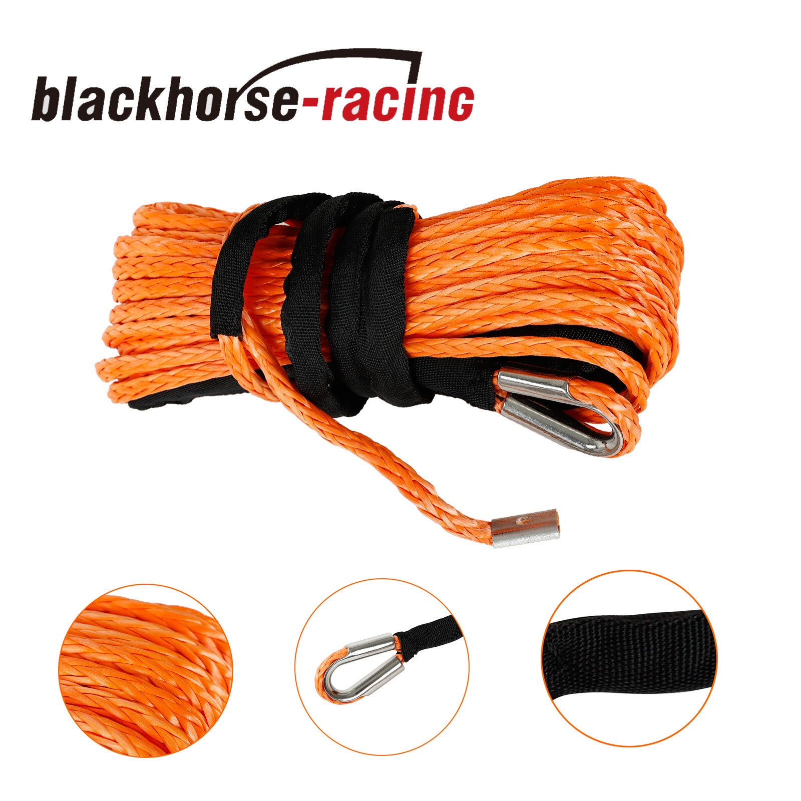 5/16" x 50' 20000 LB Capacity Synthetic Winch Rope Line Cable ATV UTV Orange