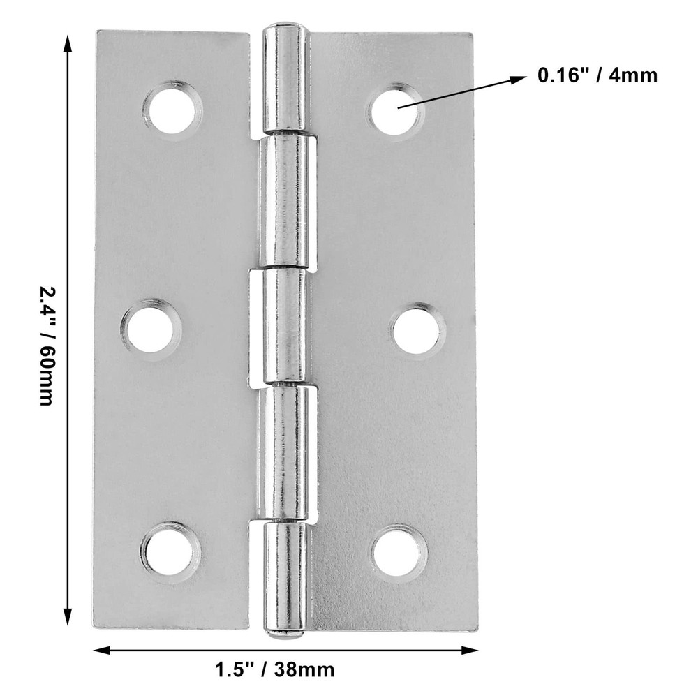 12 Pack 2.5 Inch Door Hinge Silver Butt Hinges with Mounting Screws