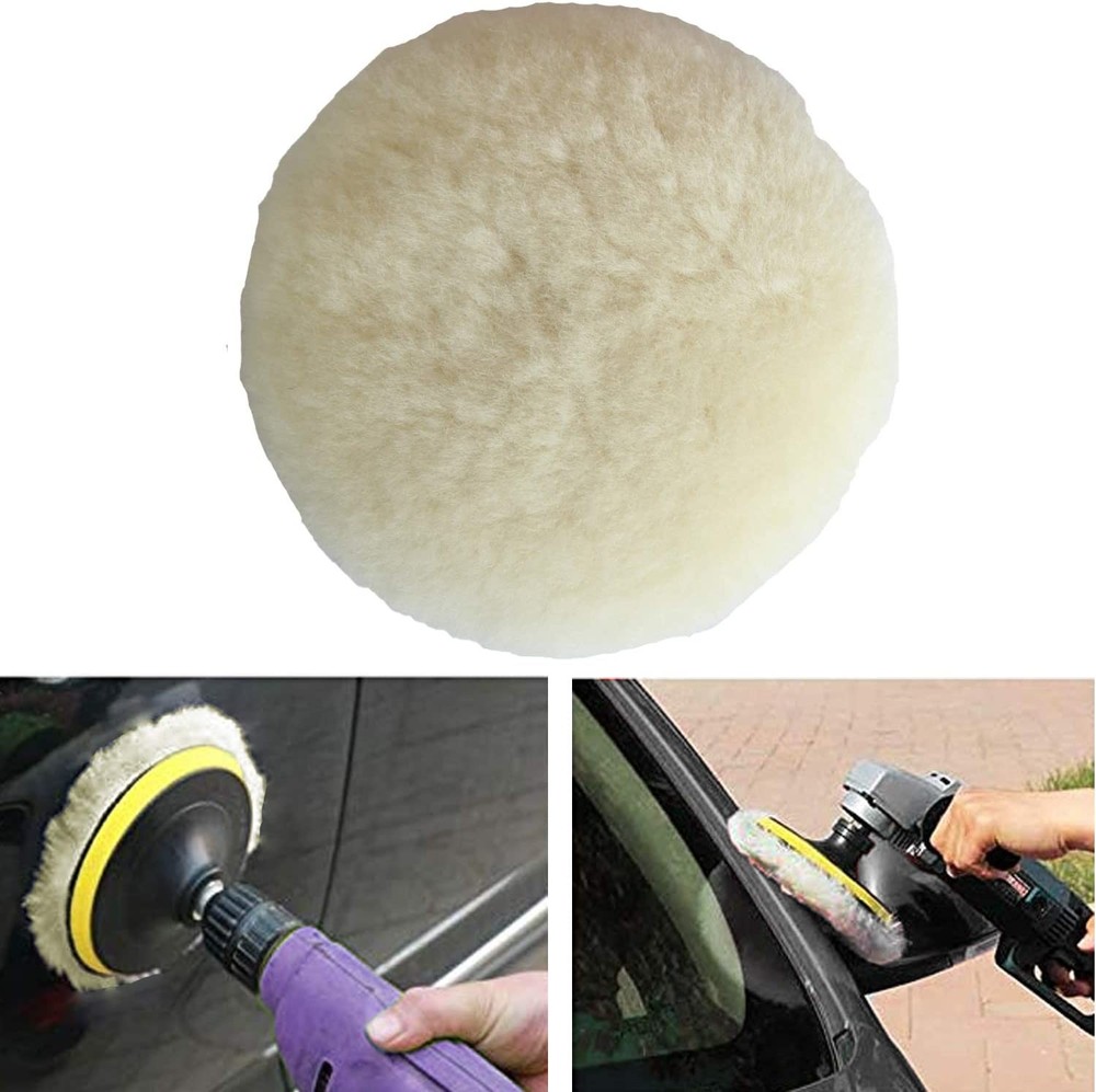 8PCS 3" Wool Polishing Pad Hook Loop Buffing Wheel for Orbital Polisher Buffer
