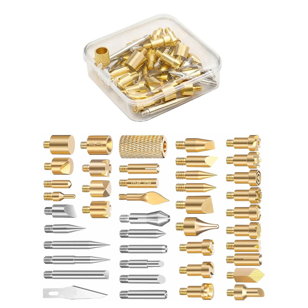 43PCS Brass Pyrography Tips Kit M4 Thread For Wood Burning Leather Cork 3D Print